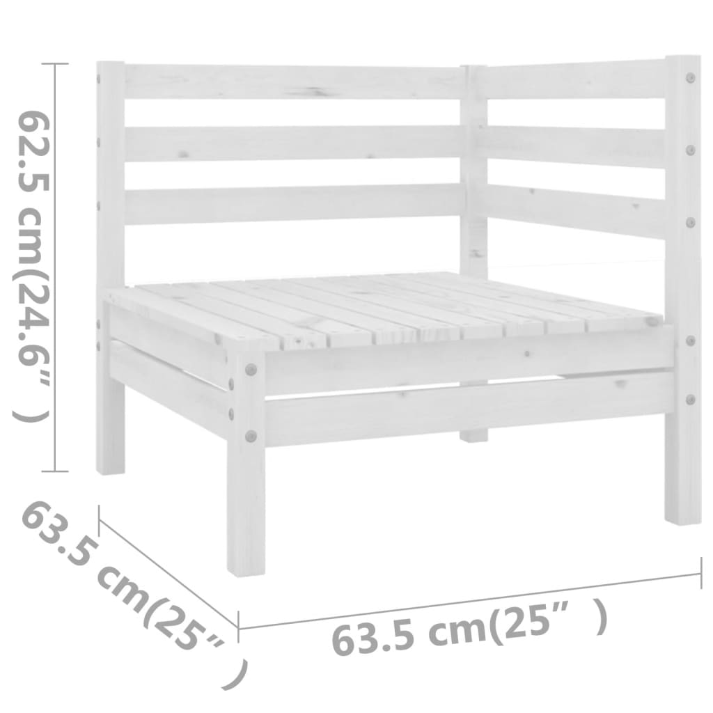 6 pc Garden Lounge Set in Solid White Pine Wood