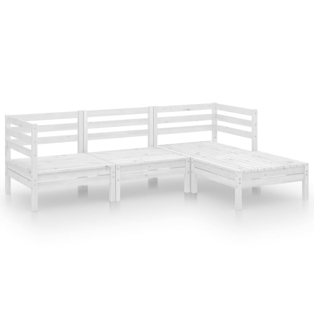 Set Salotto da Giardino 4 pz in Legno Massello di Pino Bianco - homemem39