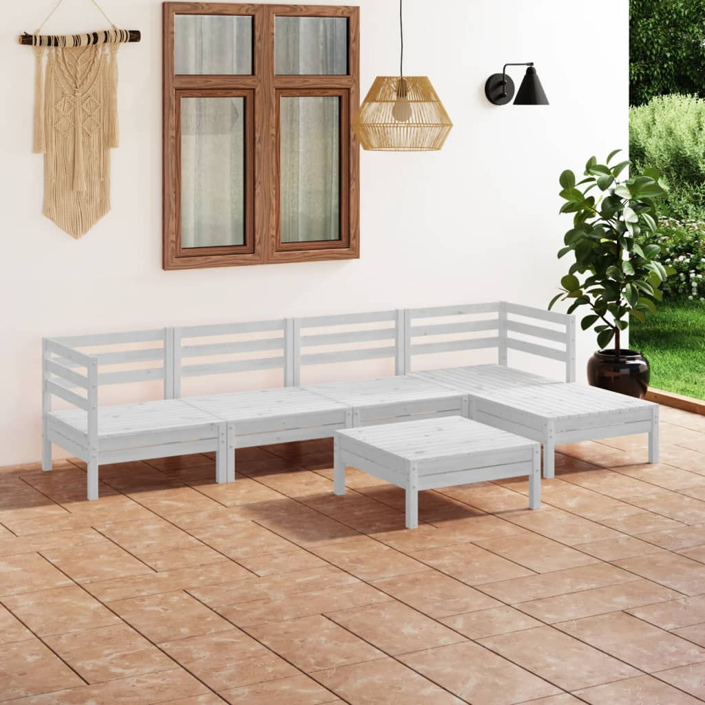 Set Salotto da Giardino 6 pz in Legno Massello di Pino Bianco - homemem39