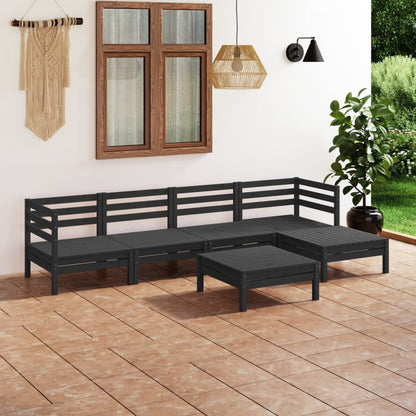 Set Salotto da Giardino 6 pz in Legno Massello di Pino Nero - homemem39