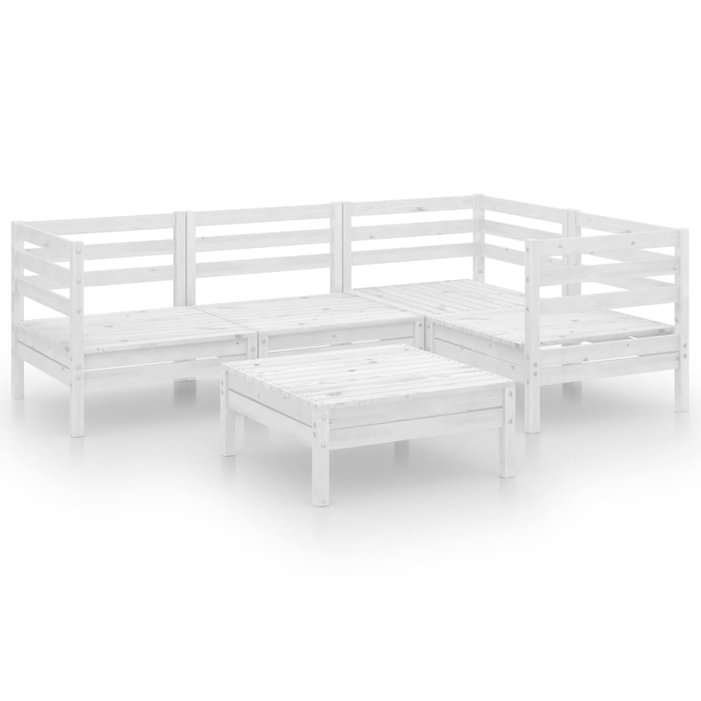Set Salotto da Giardino 5 pz in Legno Massello di Pino Bianco - homemem39