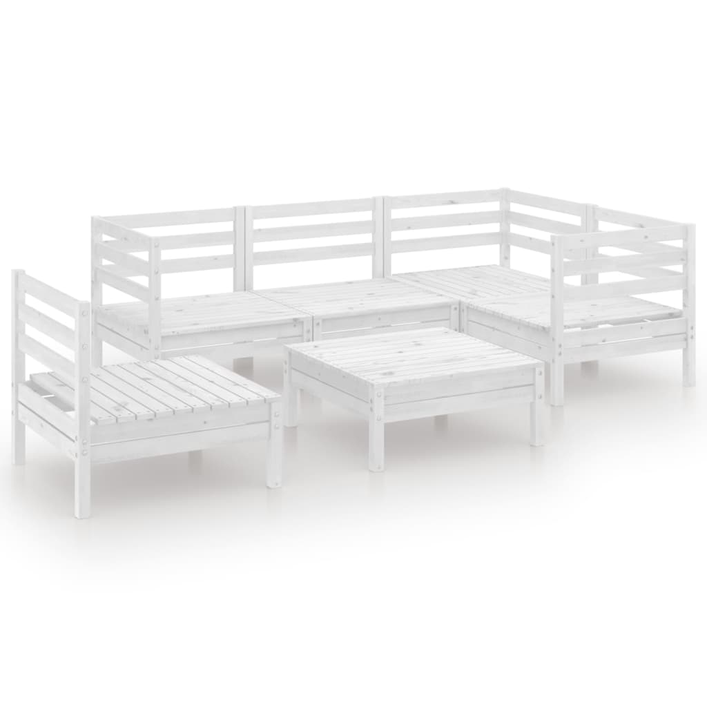 Set Salotto da Giardino 6 pz in Legno Massello di Pino Bianco - homemem39