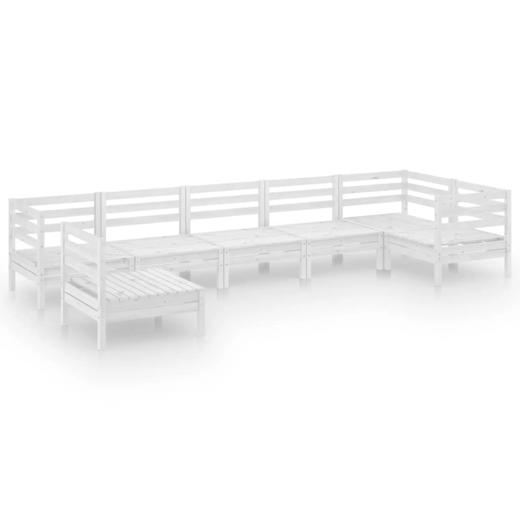 Set Divani da Giardino 7 pz in Legno Massello di Pino Bianco - homemem39