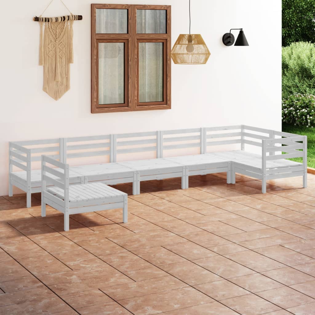 Set Divani da Giardino 7 pz in Legno Massello di Pino Bianco - homemem39