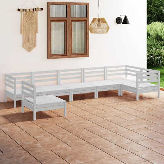 Set Divani da Giardino 7 pz in Legno Massello di Pino Bianco - homemem39