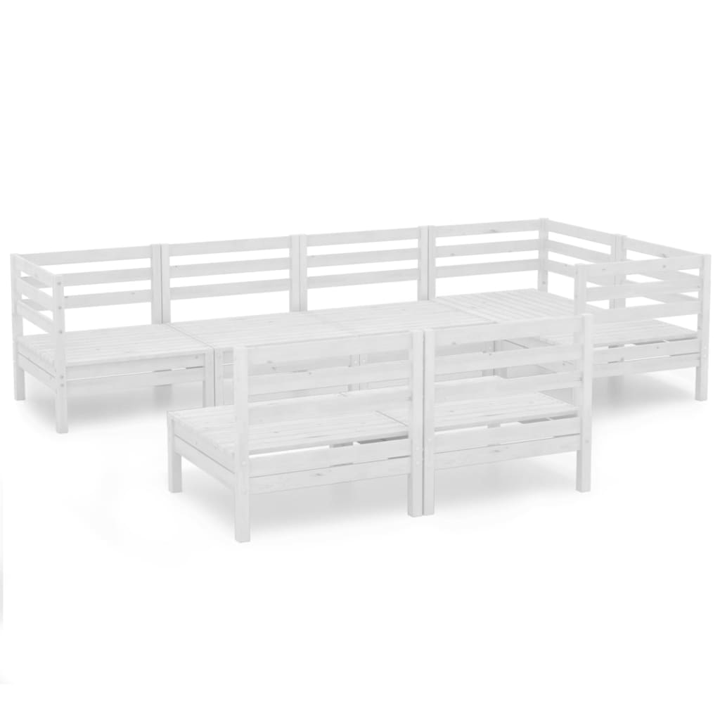 Set Salotto da Giardino 7 pz in Legno Massello di Pino Bianco - homemem39