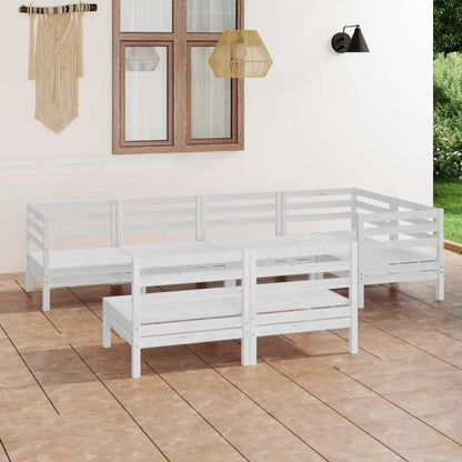 Set Salotto da Giardino 7 pz in Legno Massello di Pino Bianco - homemem39