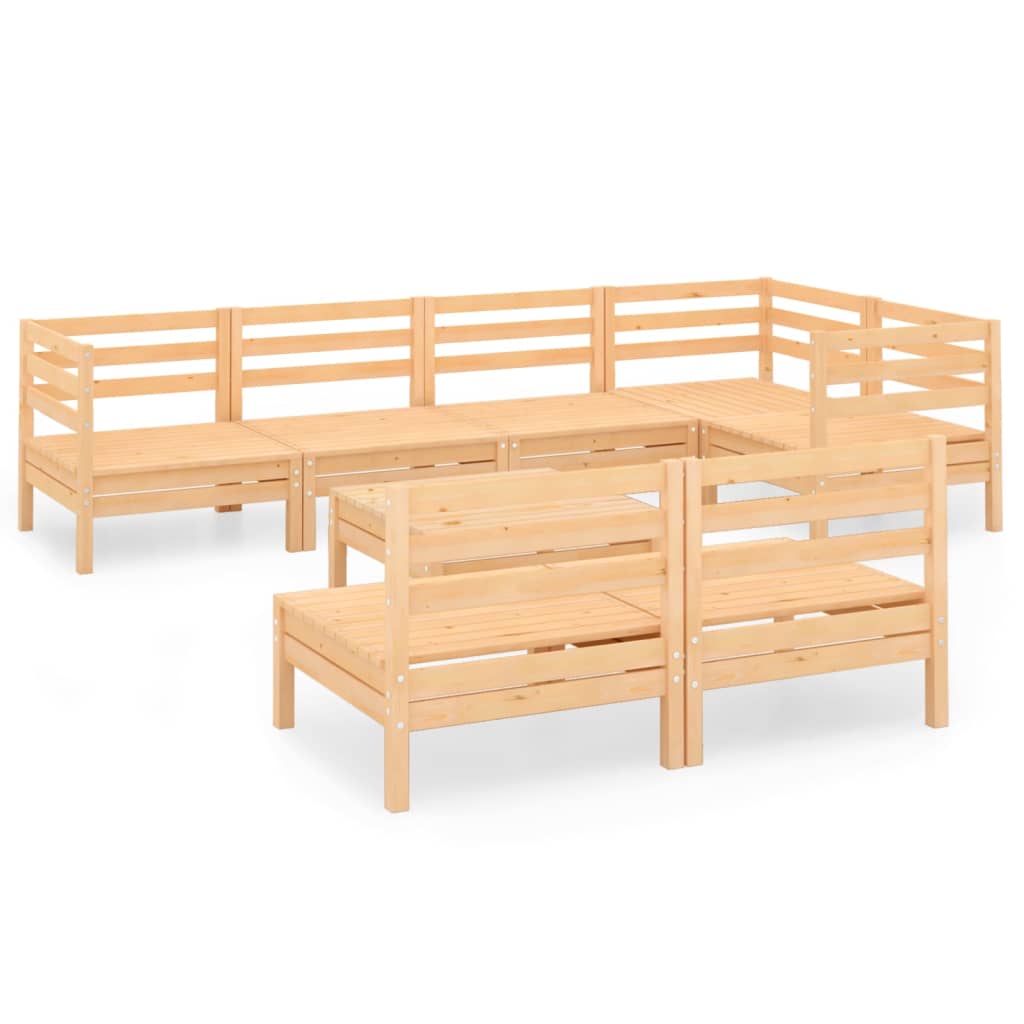 Set Salotto da Giardino 8 pz in Legno Massello di Pino