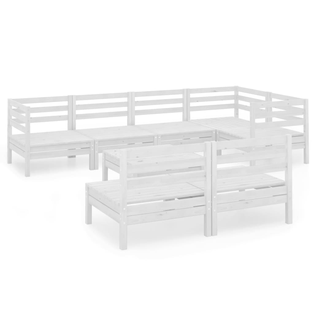 Set Salotto da Giardino 8 pz in Legno Massello di Pino Bianco | homemem39