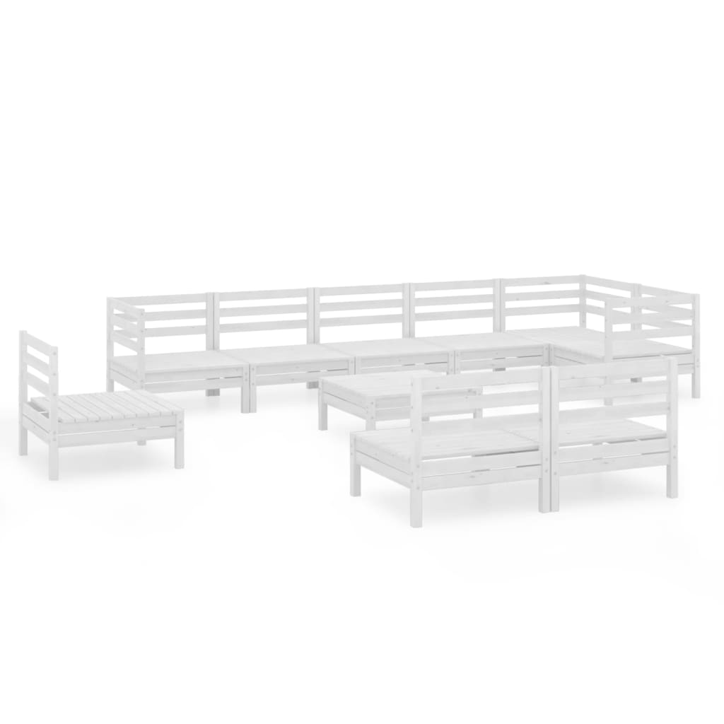 Set Salotto da Giardino 10 pz in Legno Massello di Pino Bianco - homemem39