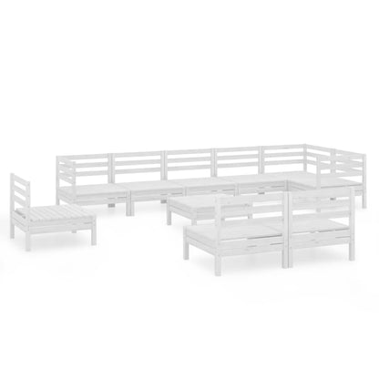 Set Salotto da Giardino 10 pz in Legno Massello di Pino Bianco - homemem39