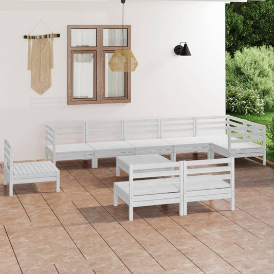 Set Salotto da Giardino 10 pz in Legno Massello di Pino Bianco - homemem39