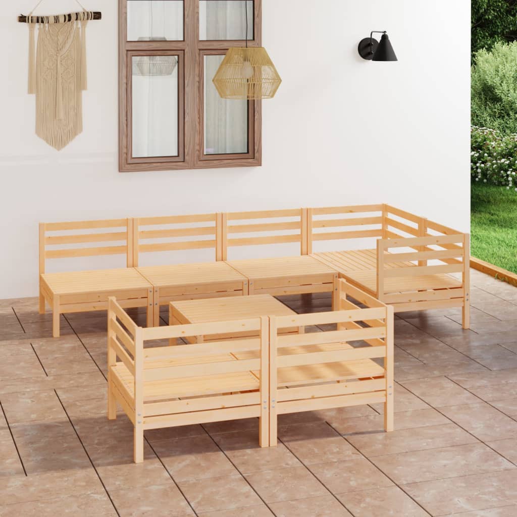 Set Salotto da Giardino 8 pz in Legno Massello di Pino