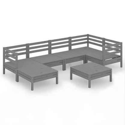 Set Salotto da Giardino 7 pz in Legno Massello di Pino Grigio - homemem39