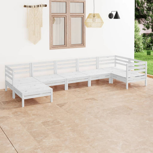 Set Salotto da Giardino 7 pz in Legno Massello di Pino Bianco | homemem39