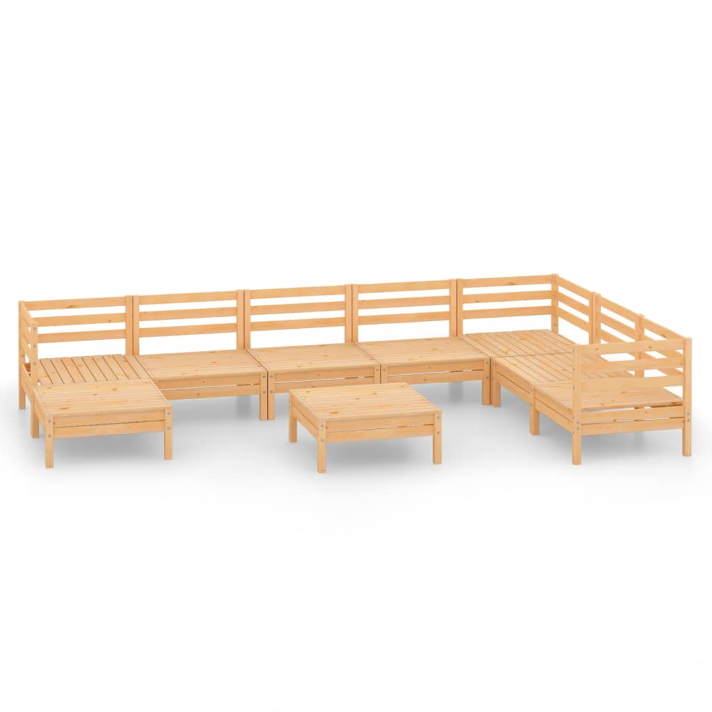 Set Salotto da Giardino 9 pz in Legno Massello di Pino