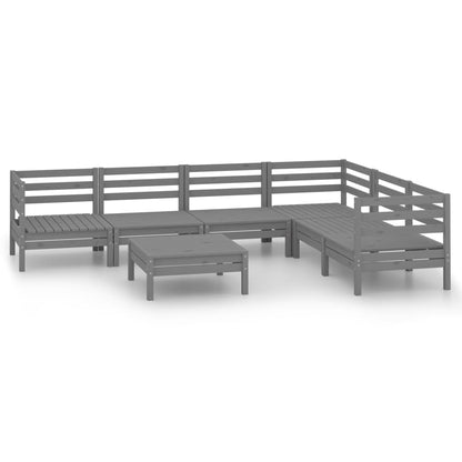 Set Salotto da Giardino 7 pz in Legno Massello di Pino Grigio