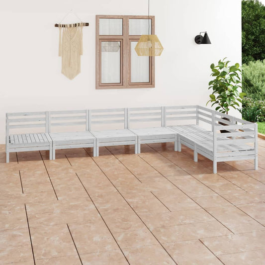 Set Salotto da Giardino 7 pz in Legno Massello di Pino Bianco - homemem39