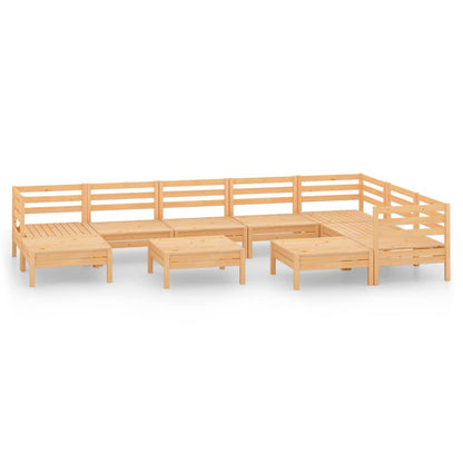 Set Salotto da Giardino 10 pz in Legno Massello di Pino