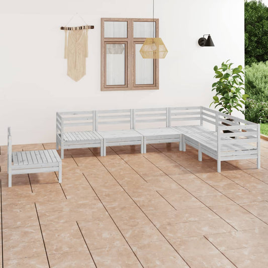 Set Salotto da Giardino 7 pz in Legno Massello di Pino Bianco - homemem39