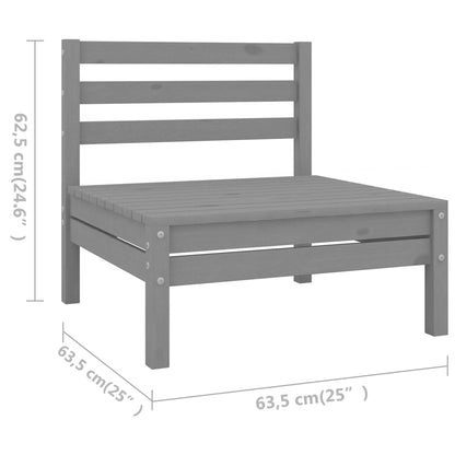 Set Salotto da Giardino 9 pz in Legno Massello di Pino Grigio