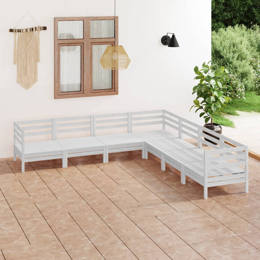 Set Salotto da Giardino 7 pz in Legno Massello di Pino Bianco - homemem39