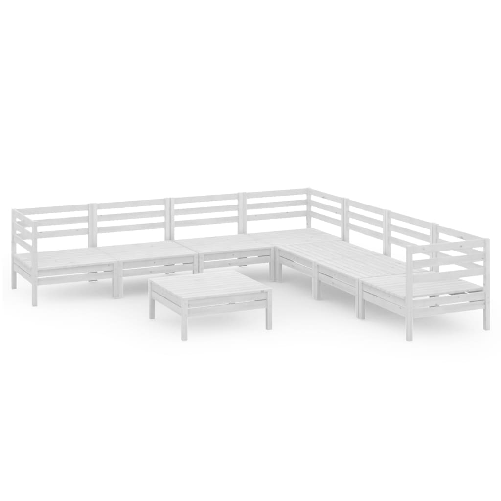 Set Salotto da Giardino 8 pz in Legno Massello di Pino Bianco - homemem39