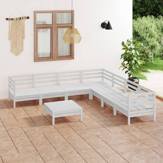 Set Salotto da Giardino 8 pz in Legno Massello di Pino Bianco - homemem39