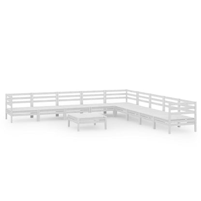Set Salotto da Giardino 10 pz in Legno Massello di Pino Bianco - homemem39