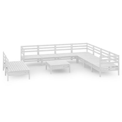 Set Salotto da Giardino 10 pz in Legno Massello di Pino Bianco - homemem39