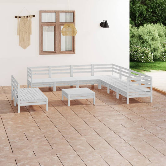Set Salotto da Giardino 10 pz in Legno Massello di Pino Bianco - homemem39