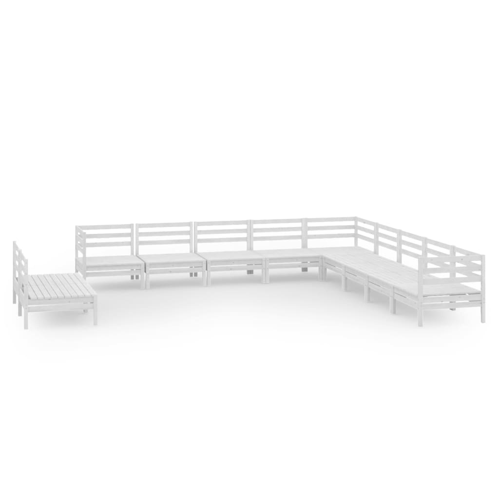Set Salotto da Giardino 11 pz in Legno Massello di Pino Bianco - homemem39