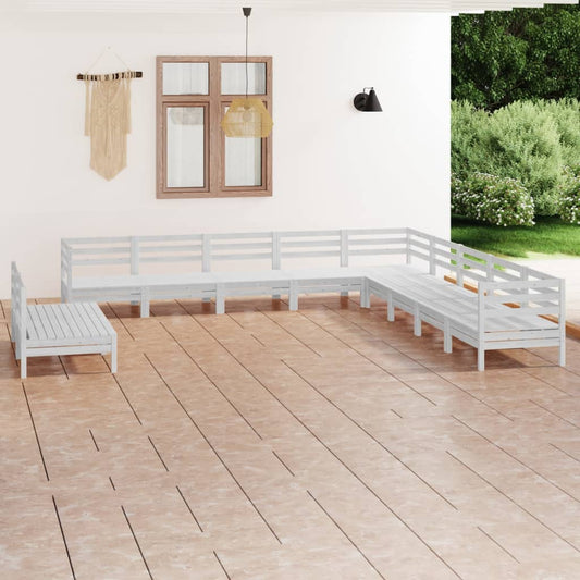 Set Salotto da Giardino 11 pz in Legno Massello di Pino Bianco - homemem39