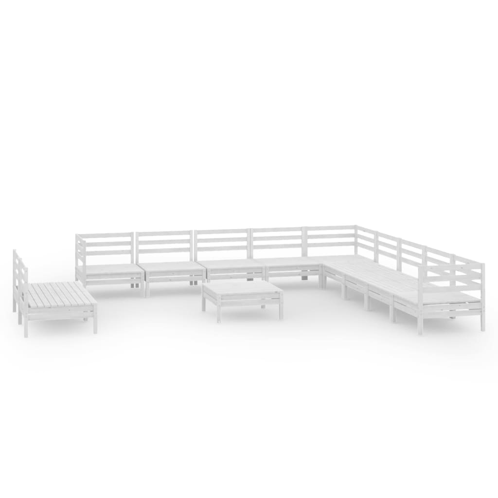 Set Salotto da Giardino 12 pz in Legno Massello di Pino Bianco - homemem39
