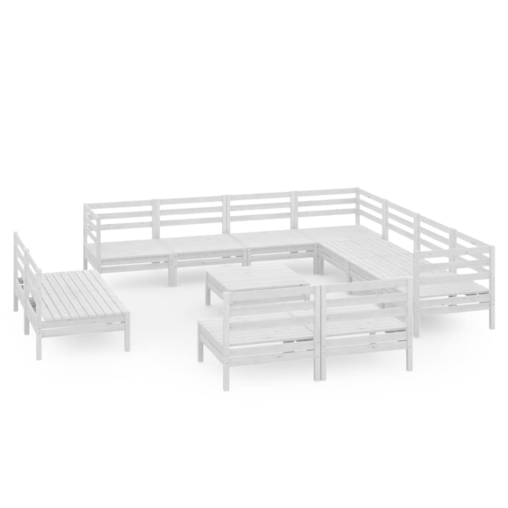 Set Salotto da Giardino 12 pz in Legno Massello di Pino Bianco - homemem39