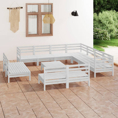 Set Salotto da Giardino 12 pz in Legno Massello di Pino Bianco - homemem39