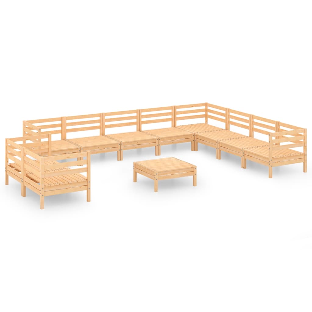 Set Salotto da Giardino 11 pz in Legno Massello di Pino