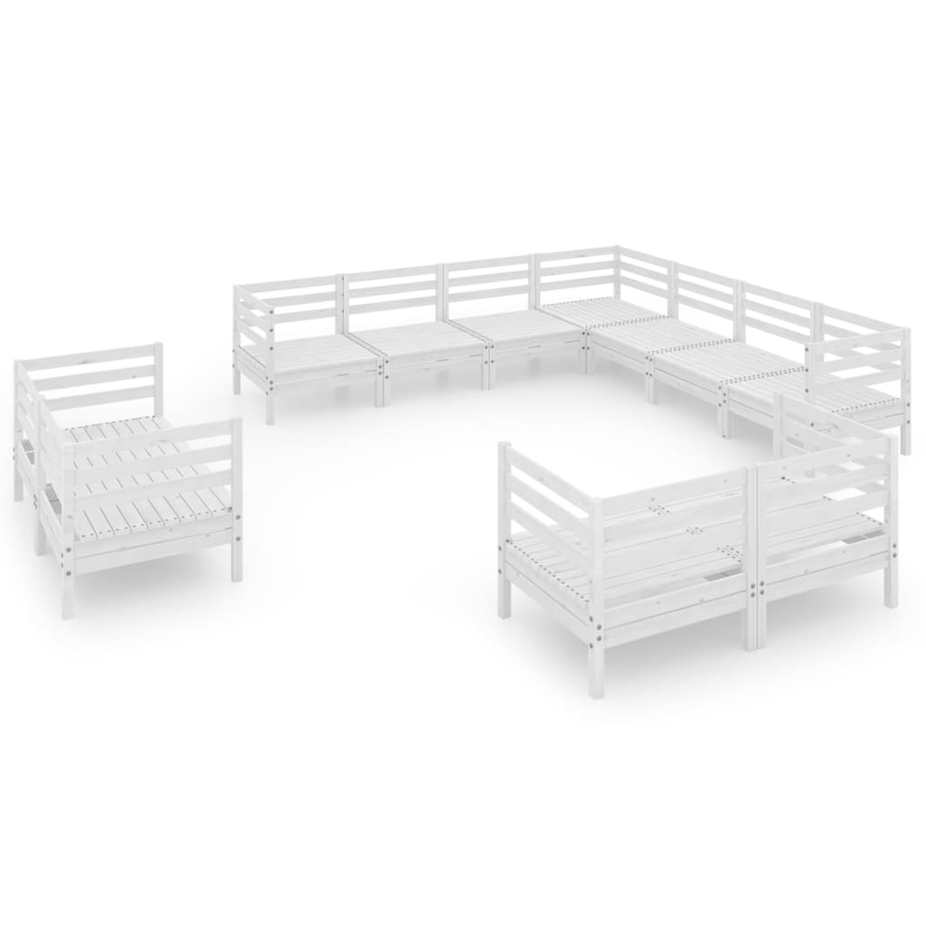 Set Salotto da Giardino 11 pz in Legno Massello di Pino Bianco - homemem39