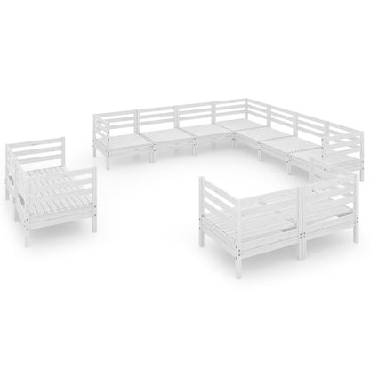 Set Salotto da Giardino 11 pz in Legno Massello di Pino Bianco - homemem39