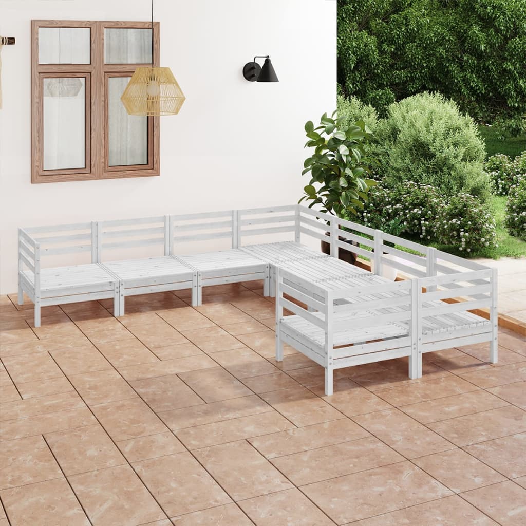 Set Salotto da Giardino 8 pz in Legno Massello di Pino Bianco - homemem39