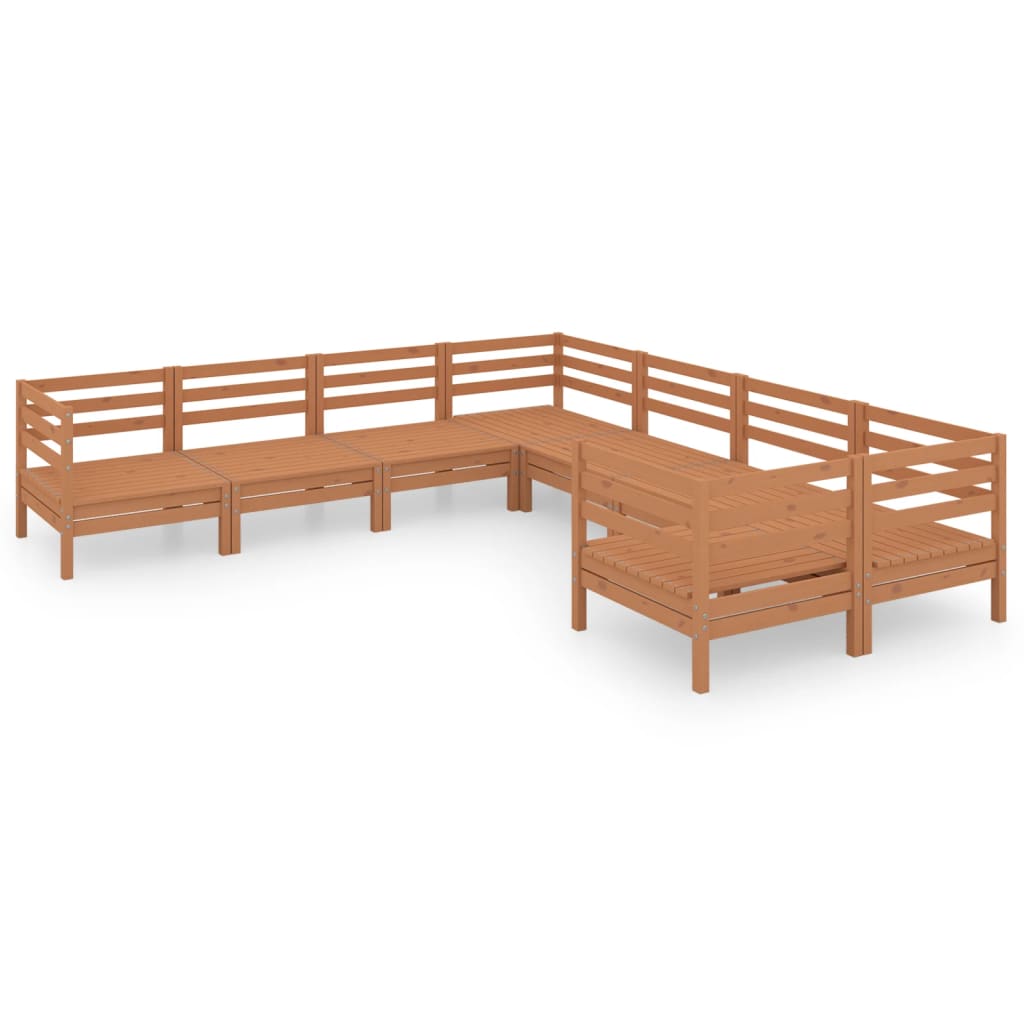 Set Salotto da Giardino 8 pz in Legno Massello di Pino ambra