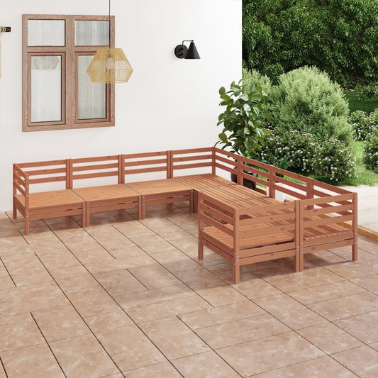 Set Salotto da Giardino 8 pz in Legno Massello di Pino ambra