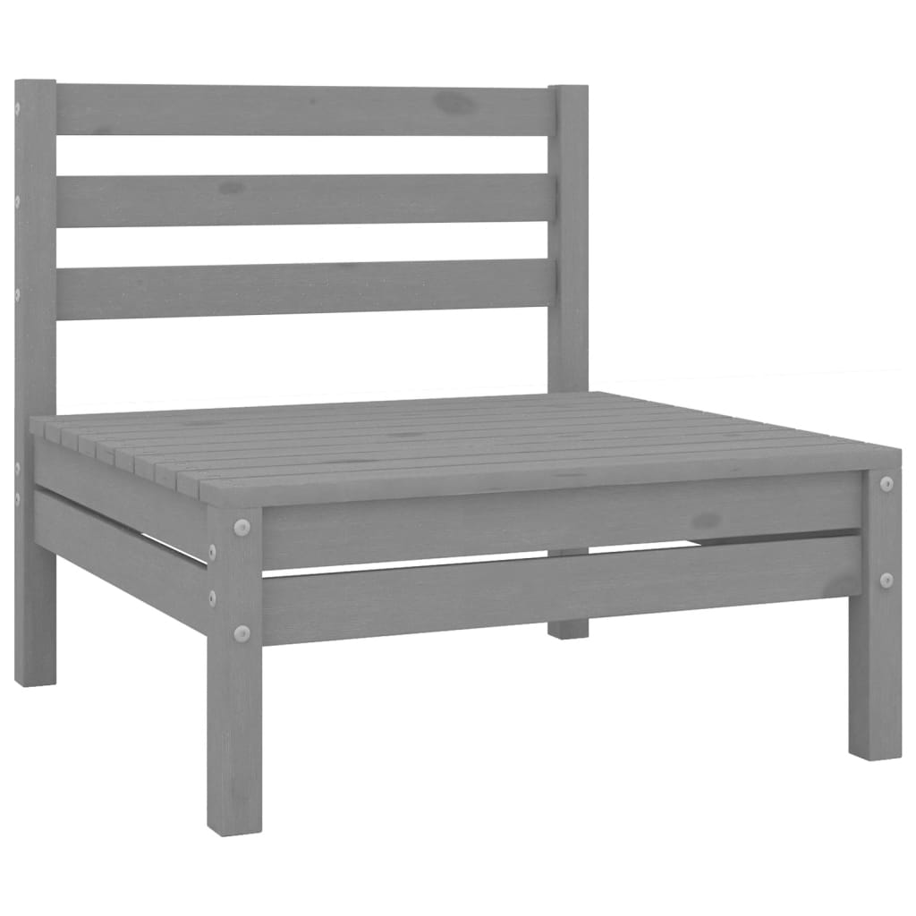 Set Salotto da Giardino 11 pz in Legno Massello di Pino Grigio