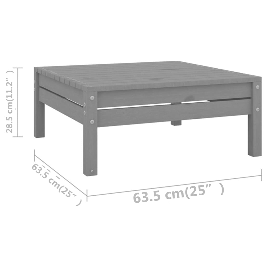 Set Salotto da Giardino 11 pz in Legno Massello di Pino Grigio