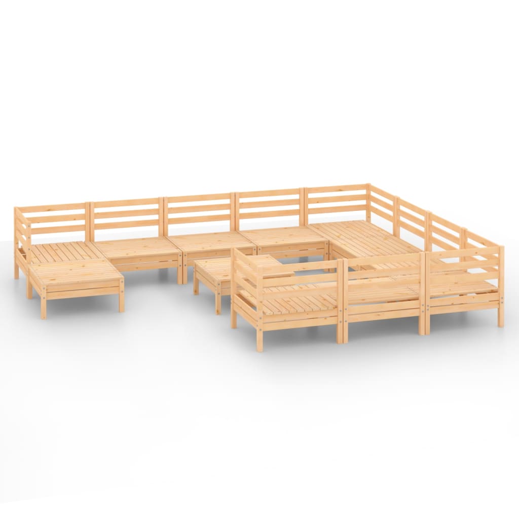 Set Salotto da Giardino 12 pz in Legno Massello di Pino | homemem39