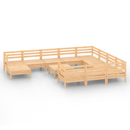 Set Salotto da Giardino 12 pz in Legno Massello di Pino | homemem39