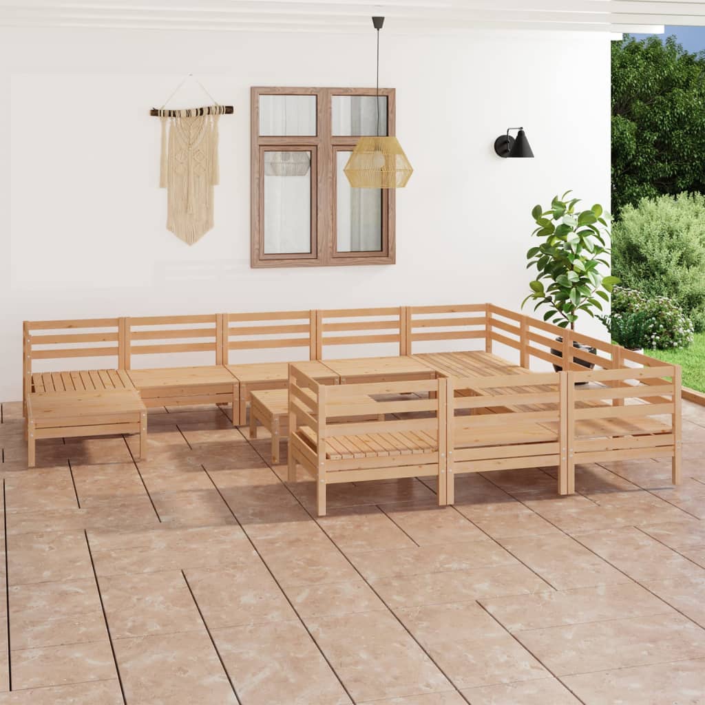 Set Salotto da Giardino 12 pz in Legno Massello di Pino | homemem39