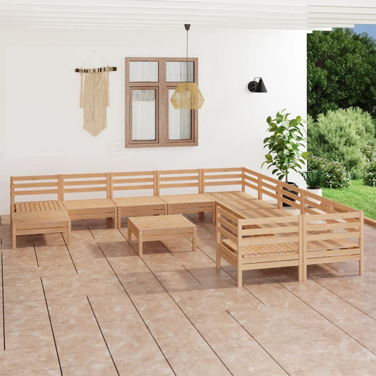 Set Salotto da Giardino 12 pz in Legno Massello di Pino - homemem39
