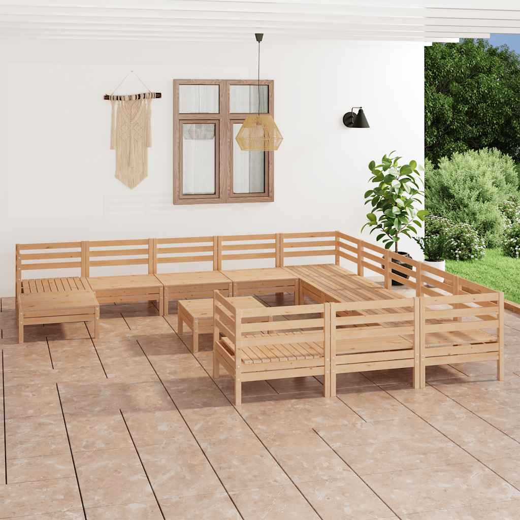 Set Salotto da Giardino 13 pz in Legno Massello di Pino | homemem39