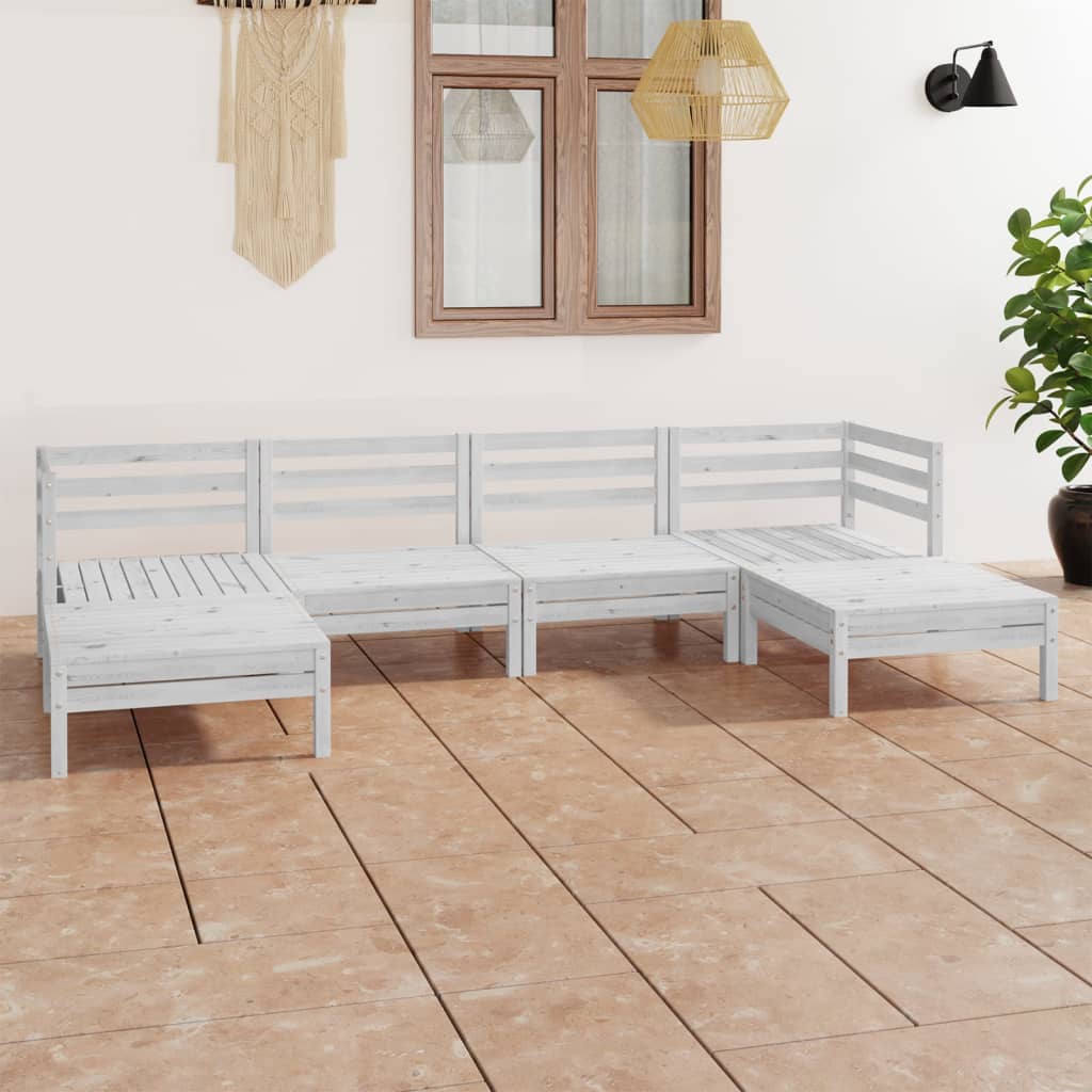 Set Salotto da Giardino 6 pz in Legno Massello di Pino Bianco - homemem39